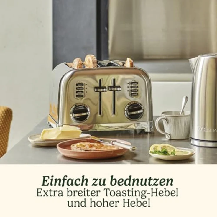 Cuisinart 4-Schlitz Toaster, 1800W, 6 Bräunungsstufen, breite Toastschlitze, Retro Design, Edelstahl – Bild 3