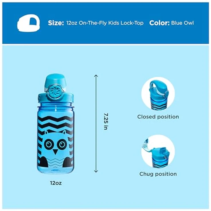 Nalgene Kindertrinkflasche 'OTF Kids Sustain', 0,35 L, Einhandverschluss, bruchfest, BPA-frei, aus 50 % recycelten Materialien – Bild 5