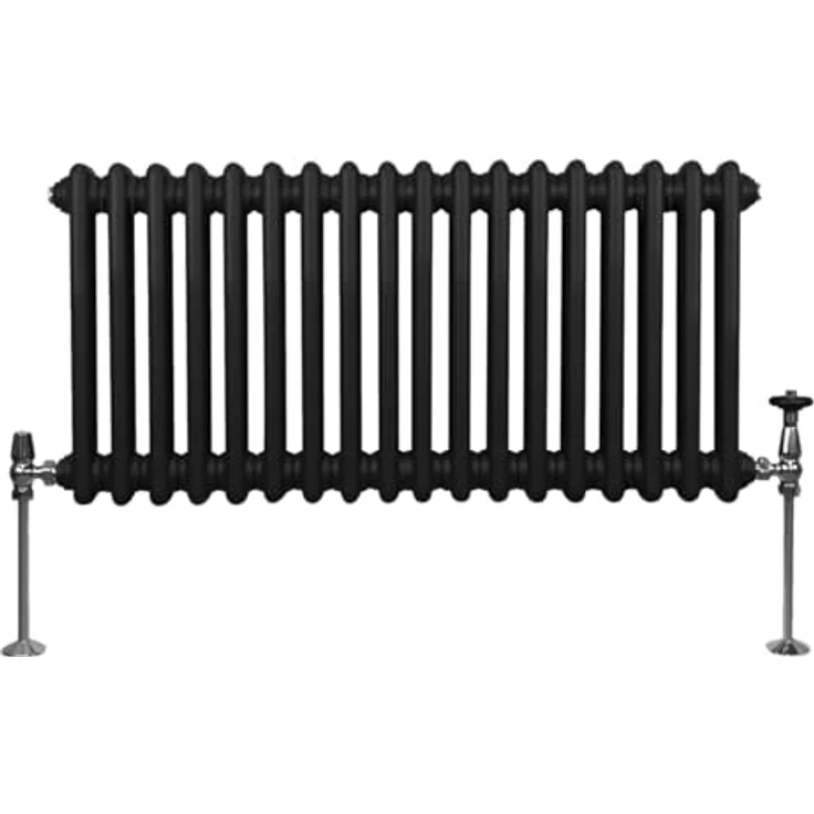Monster Shop Traditioneller 2-Spalten-Heizkörper 300 x 832mm, Horizontaler Wandheizkörper aus mattem Schwarz Kohlenstoffstahl mit 1975 BTU Wärmeleistung, inkl. Reinigungsbürste und Befestigungsset – Bild 2