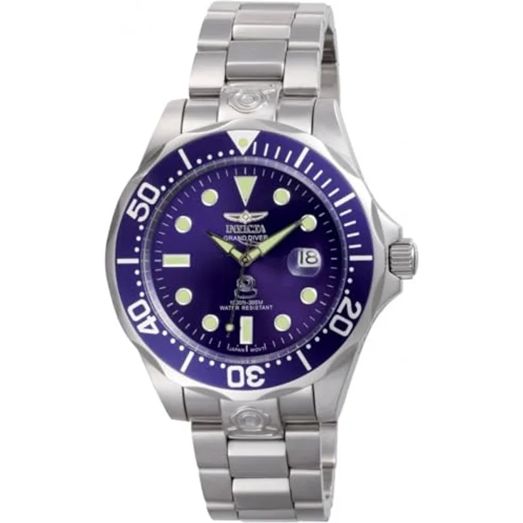 Invicta Pro Diver 3045, Edelstahl Herren Automatikuhr mit blauem Zifferblatt, 47mm, 30 bar wasserdicht
