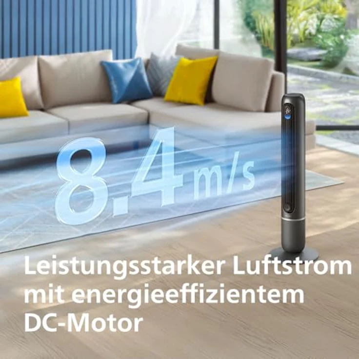Philips 7000 Series CX7550/01, Smart Turmventilator mit Aromatherapie, Timer-Funktion, Fernbedienung, DC-Motor, Dunkelgrau/Metall (30 Watt) – Bild 3