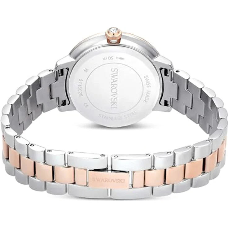 Swarovski Matrix 3-link Uhr, Analoge Damenuhr mit Roségold-Legierung, Pavé-Lünette mit 42 Kristallen, Armbandlänge 12.5-19 cm, Armbandbreite 1.2 cm – Bild 3
