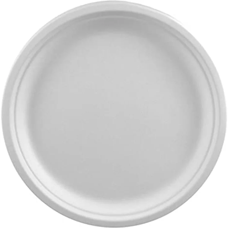 Papstar Pappteller Einwegteller weiß, rund pure (50 Stück), robust, hergestellt aus nachwachsendem Zuckerrohr, Durchmesser 26 cm, Höhe 2 cm – Bild 2
