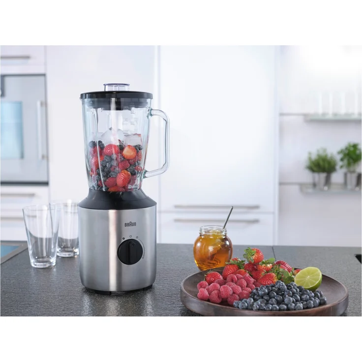 Braun PowerBlend 3 JB 3272 Standmixer 1,5 l Glas-Mixaufsatz, Küchenhelfer zum Zerkleinern, Pürieren & Mixen, inkl. 2 Smothie2Go Flaschen, 800 Watt, Edelstahl – Bild 5
