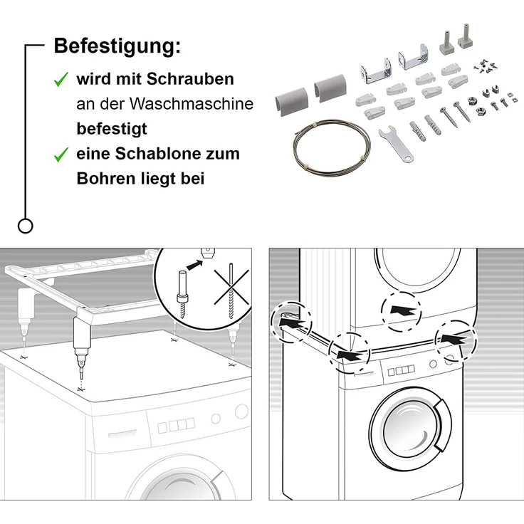 Bosch WTZ20410, Wäschetrockner-Verbindungssatz, Maße 600 x 550 x 40 cm, für Bosch WAY2854D – Bild 5