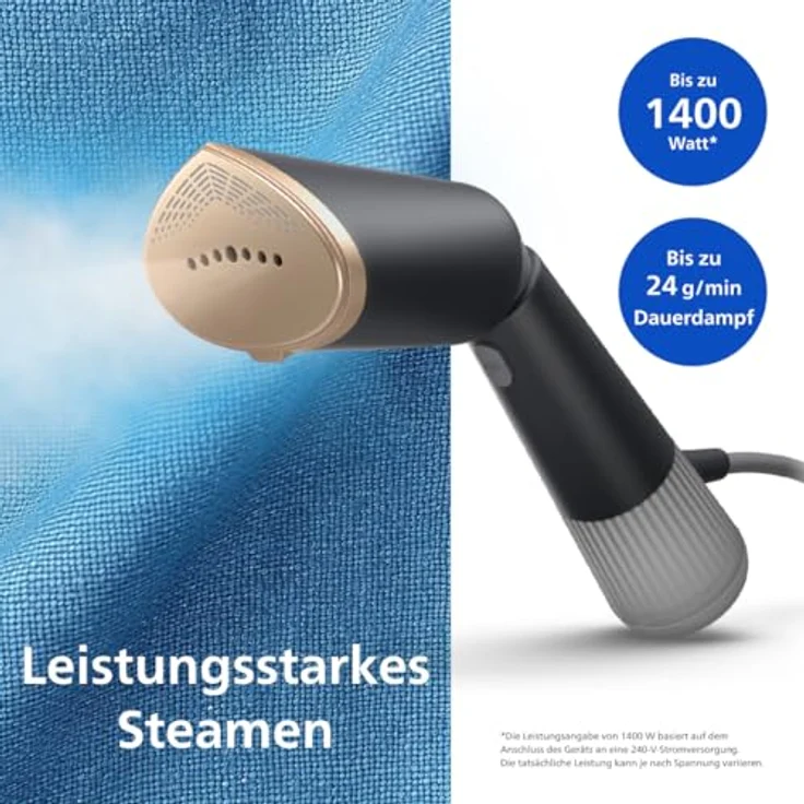 Philips Dampfglätter 5000-Serie - Leistungsstarke 1400 W, kontinuierlicher Dampf, zwei Wassertanks, verstellbarer Kopf, metallene Sohlenplatte, inkl. Zubehör, anthrazit – Bild 4