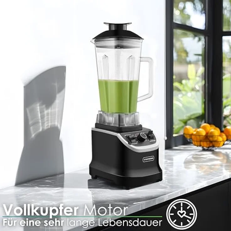STEINBORG Standmixer SB-7060, 1500 W, 2 Liter Mixbehälter,Tritan-Material (BPA-frei),6-Blatt-Design Klingen, Hochleistungsmixer mit 9535 Vollkupfer-Motor – Bild 4