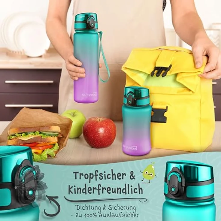 My Vesperbox Trinkflasche Minny, 500ml, auslaufsicher, kohlensäuregeeignet, mit Strohhalm und Fruchtsieb, perfekt für Kinder – Bild 2