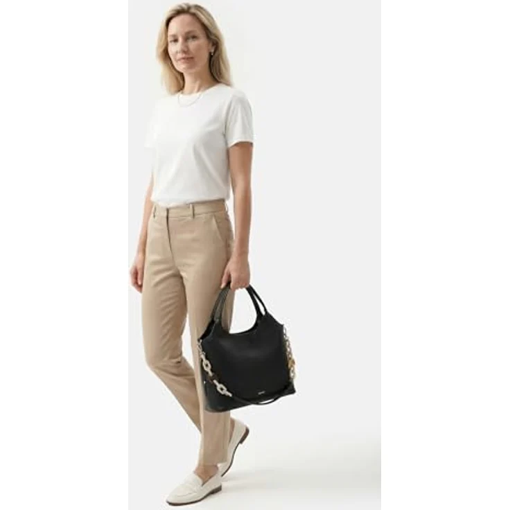 SURI FREY Shopper City Shopper, unifarben in Black mit abnehmbarem Schulterriemen und Zipper-Verschluss, Größe M – Bild 2