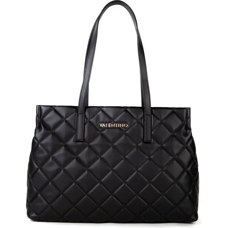 VALENTINO BAGS Shopper OCARINA, Lacklederimitat, Logoschriftzug, NERO