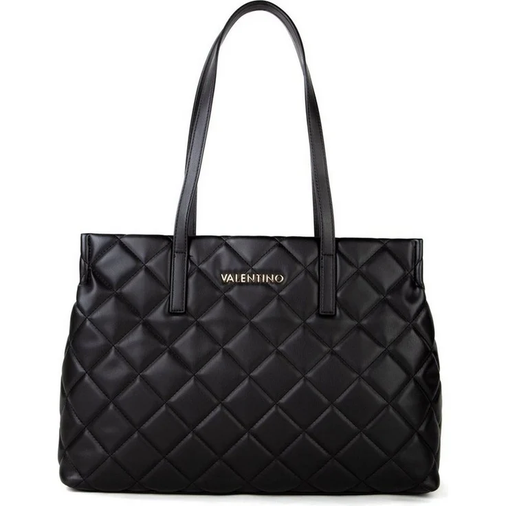 VALENTINO BAGS Shopper OCARINA, Lacklederimitat, Logoschriftzug, NERO