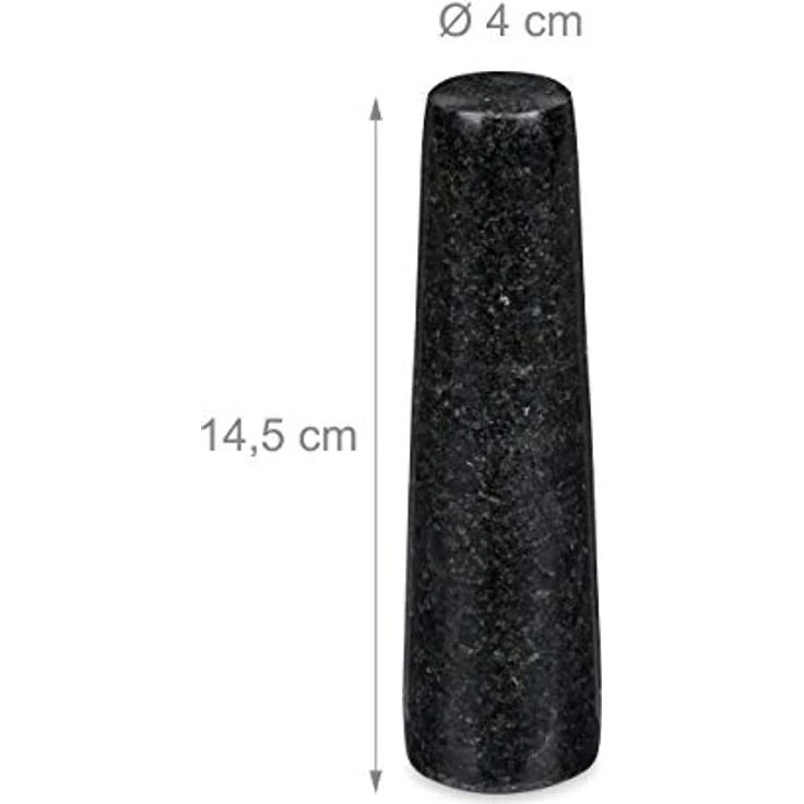 Relaxdays Granit Mörser mit Stößel, robust & langlebig, Gewürze, Kräuter, polierter Steinmörser, Ø 14 cm, 400 ml, grau – Bild 5