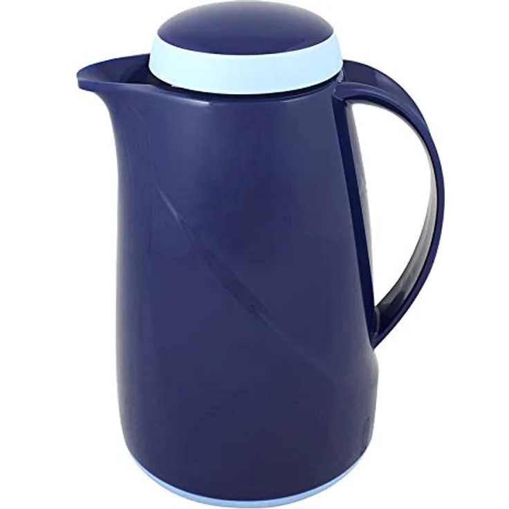 Helios Wave Kunststoff-Isolierkanne, dunkelblau, 0,6 Liter - Spülmaschinenfest, Hochglanz-Hartplastik, Drehverschluss, Q100 Qualitätsglas-Einsatz, 5-jähriges Warmhalteversprechen – Bild 2