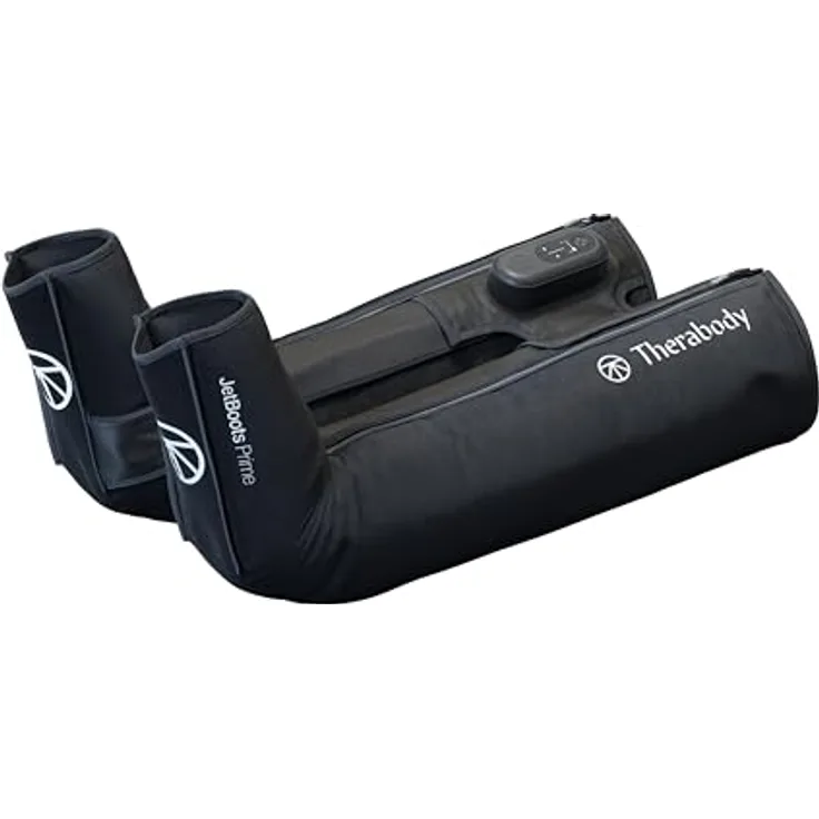 Therabody JetBoots Prime Ultra-Portable, kabellose Kompressionsstiefel für einfache Erholung der Beinmuskulatur - Waden-, Bein- und Oberschenkel-Kompressionsmanschette, Tragbarkeit und anpassbare Behandlungen, schwarz