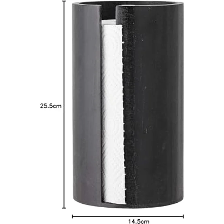 Bloomingville Celian Küchenrollenhalter, Schwarz, aus Paulownia-Holz, D14,5xH25,5 cm – Bild 5