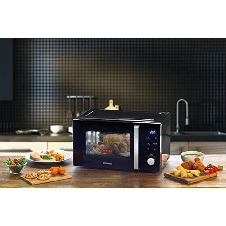 Hisense H25MOBS1HC Mikrowelle mit Grill und Heißluft, Standgerät, 25 Liter Garraum, 900 Watt, 7 Automatikprogramme, schwarz – Bild 5