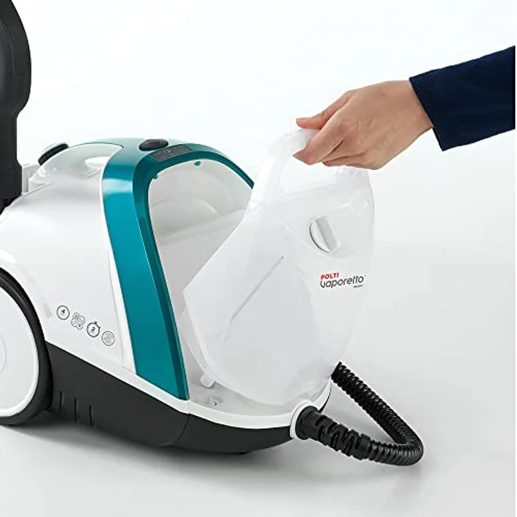 Polti Vaporetto PTEU0277 Smart 100_T Dampfreinigungsgerät mit 4 BAR, Wassertankkapazität 2 L, Dampfmenge 110 g-Min, 2 liters, tötet und beseitigt 99,99% der Viren, Keime und Bakterien, Weiss-türkis – Bild 3