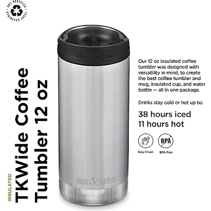 Klean Kanteen TKWide VI Trinkflasche Gebürsteter Edelstahl 355 ml – Bild 2