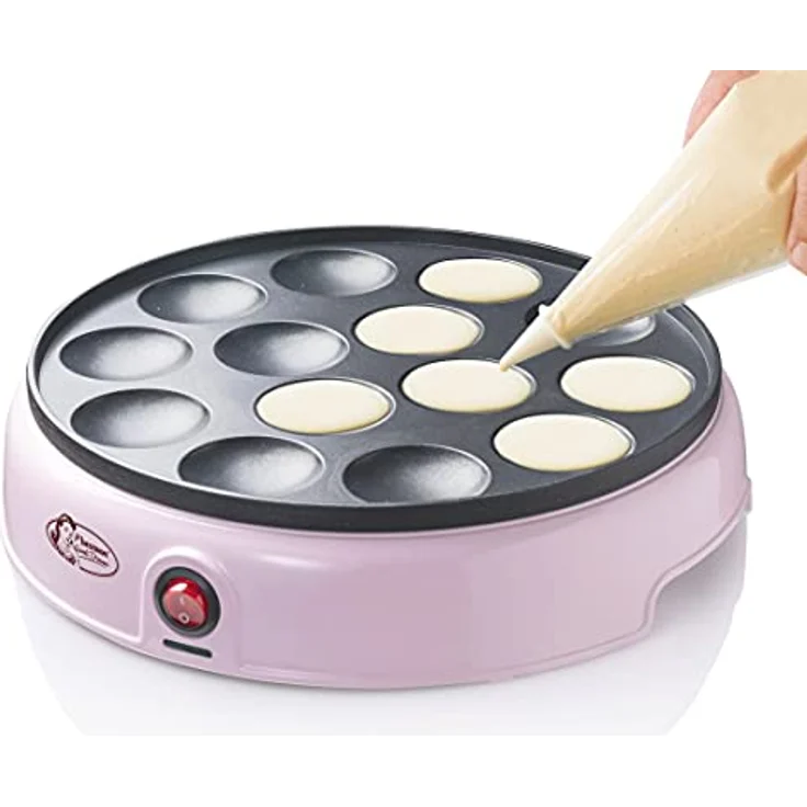 Bestron APFM700SDP Poffertjes Maker, 800W, Kontrollleuchte, antihaftbeschichtet, rosa – Bild 2