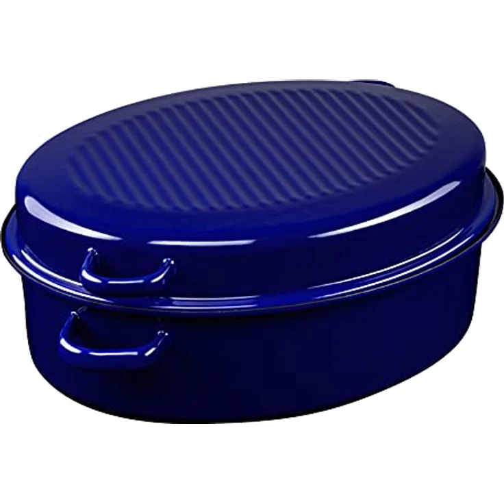 Gänsebräter oval mit Deckel 38 cm Bräter 6,5l Schmortopf Bratentopf Emaille backofengeeignet groß – Bild 2