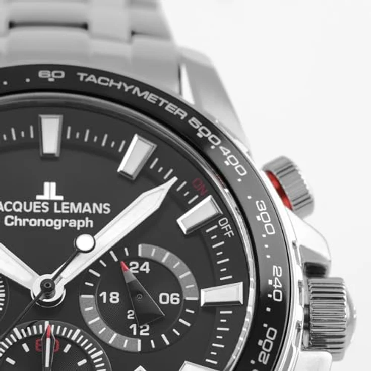 Jacques Lemans Chronograph Herren-Armbanduhr, Analog Quarz, Edelstahl, polierte Oberfläche – Bild 5