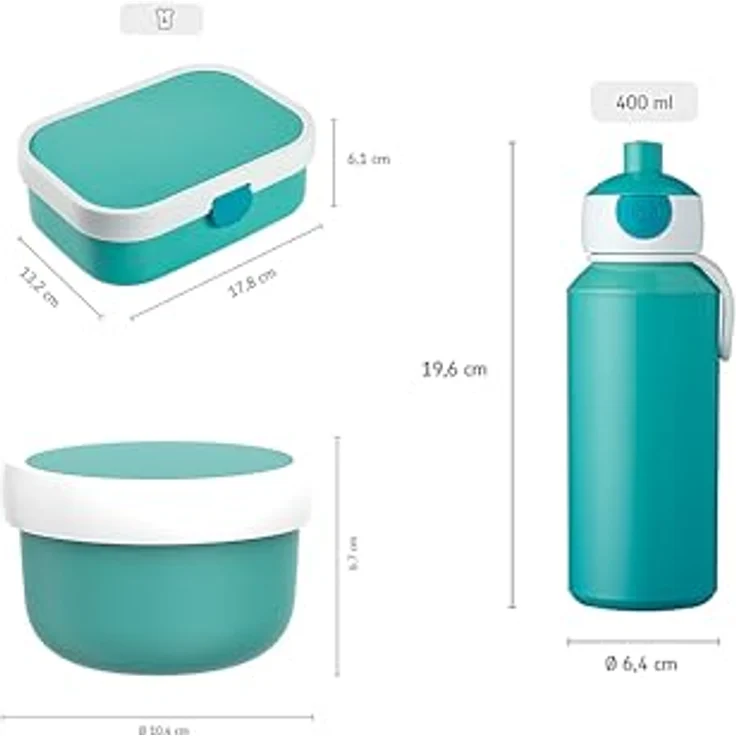 Mepal Campus Lunchset Little Farm | Fruchtbox 300ml, Bentobox 750ml & Trinkflasche 400ml | Spülmaschinenfest & BPA-frei | Mit Fächern, Gabel & Clip-Verschluss | Perfekt für Snacks & Mahlzeiten – Bild 3