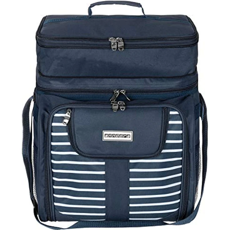 Anndora Picknicktasche Kühltasche inkl. Zubehör 4 Personen 29 Teile, navy, blau weiß – Bild 5
