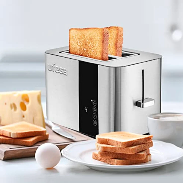 Ufesa Duo Delux Toaster 2 Scheiben aus Edelstahl, LCD-Digitalbildschirm, 850 W, 2 Breite Schlitzen, 7 Bräunungstufen – Bild 5