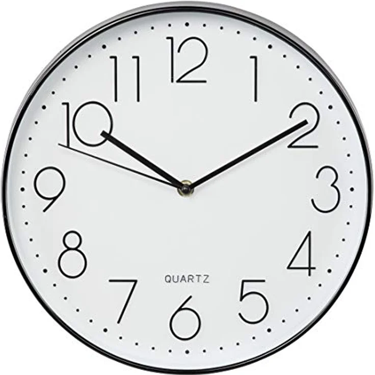 Hama Wanduhr „Elegance“ ohne Tickgeräusche (Küchenuhr oder Wohnzimmeruhr mit schleichendem Sekundenzeiger, großer Durchmesser 30 cm mit großem Ziffernblatt, Tiefe 4 cm, mit Batterie) schwarz/weiß – Bild 2