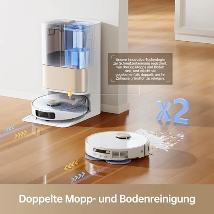 Dreame L10s Pro Ultra Heat Roboter Staubsauger mit Automatische Moppreinigung mit heißem Wasser, Moppverlängerung, 7.000 Pa Saugkraft, Doppelte Mopp- und Bodenreinigung, Teppicherkennung – Bild 5