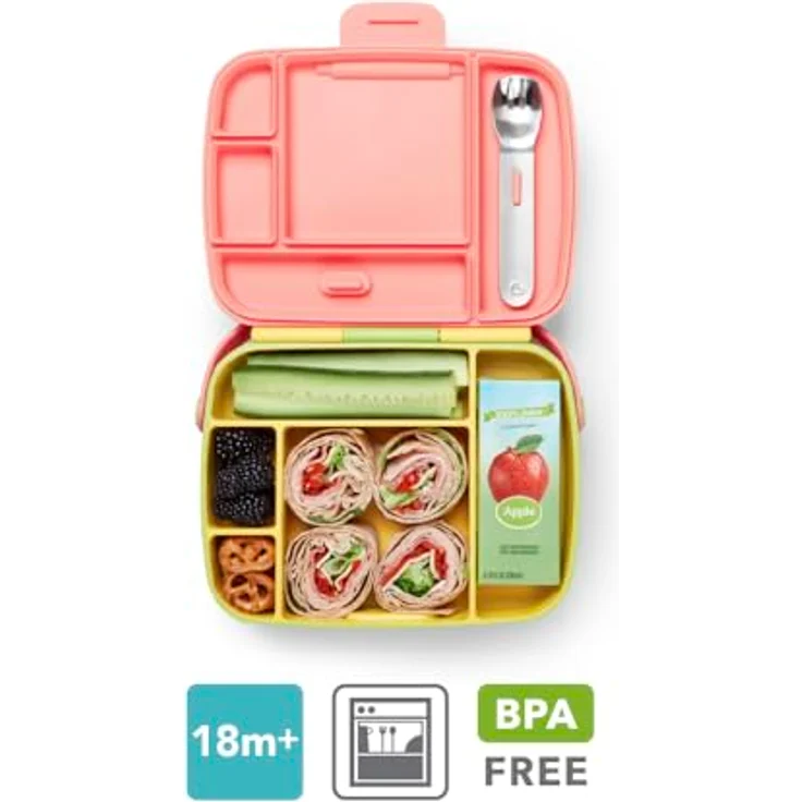 Munchkin Bento Box Brotdose für Kleinkinder mit Besteck, gelb-Grün – Bild 3