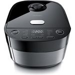 Arendo Rice Cooker 305648- Reiskocher Multikocher digital und Dampfgarer 4L – 3D Heizsystem – 8 Programme – Warmhaltefunktion – Timer – Antihaftbeschichtung - inkl. Dampfgareinsatz, Messbecher, Reislöffel, Schwarz