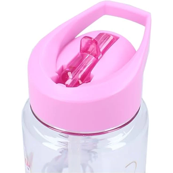Unicorn Academy Trinkflasche Trinkbecher 450 ml, transparent mit Strohhalm & pinkem Henkel – Bild 6