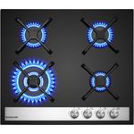 GASLAND Gas-Kochfeld GKS60, 60 cm Schwarz Glasherd mit Wok Brenner, 8000 Watt, LPG/Erdgas, 4 Kochzonen, Zündsicherung