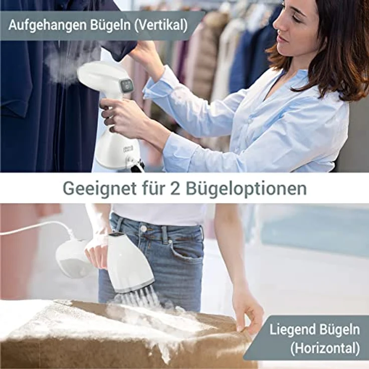 LEBENLANG Steamer Dampfglätter (1500W, 300ml, Quick & Go Automatik) LCD Hand Dampfbürste Dampfglätter Kleidung & Hemden bügeln - Dampfbügler Reise Bügeleisen Dampf Bügel - Steam Iron Bügelmaschine – Bild 4