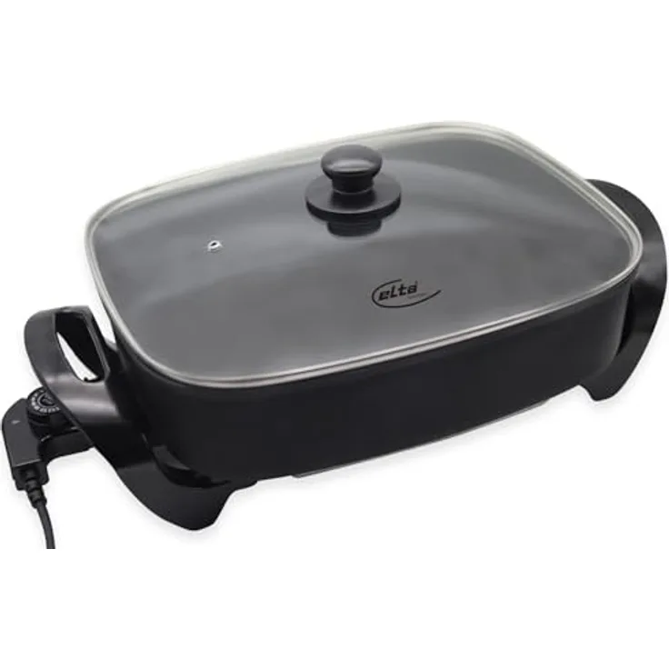 Elta MP-3808 Tischgrill, schwarz mit Brötchenwärmer und 2-Scheiben-Toaster, einfache Reinigung, hohe Qualität