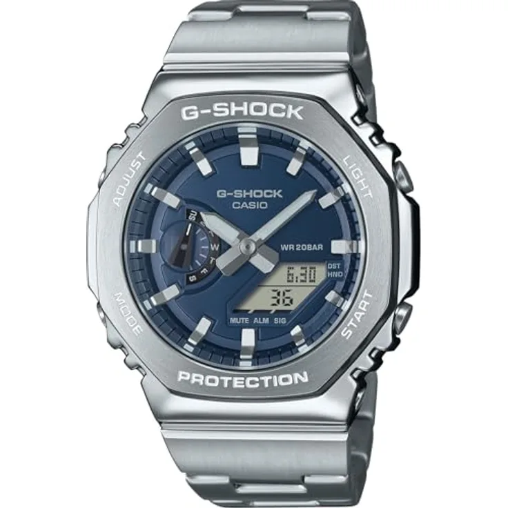 Casio G-Shock GM-2110D-2BER Classic Herrenuhr, Stoßfest, Stoppuhr, blau