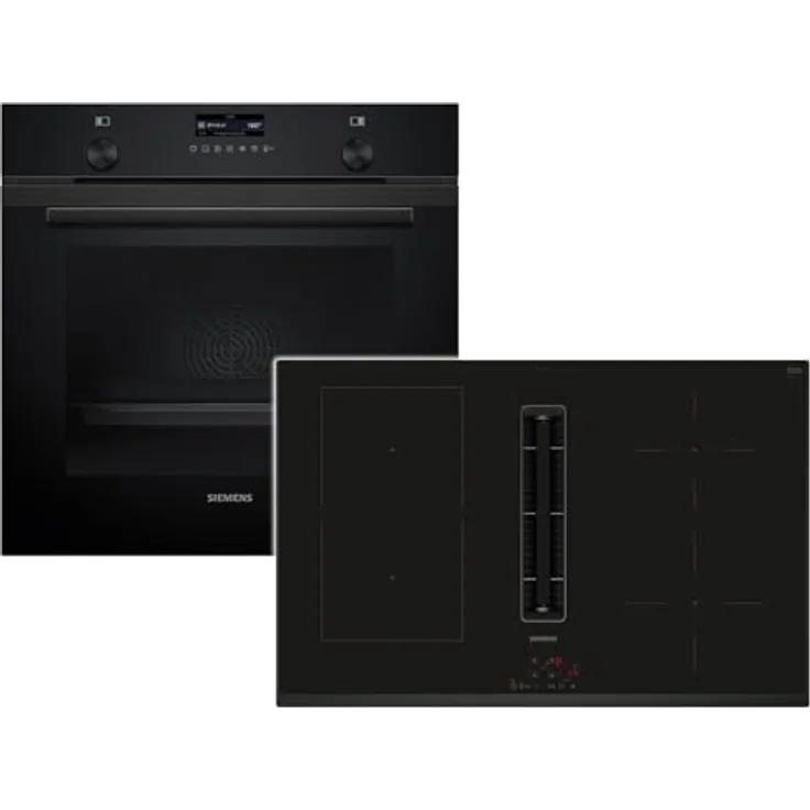 Siemens PQ527EA6BZ Set Pyrolyse Backofen HB279GBB3 Deep Black Inox mit Induktionskochfeldabzug ED851BS16E, 14 Funktionen, Kochfeldbreite 80 cm, air fry Funktion