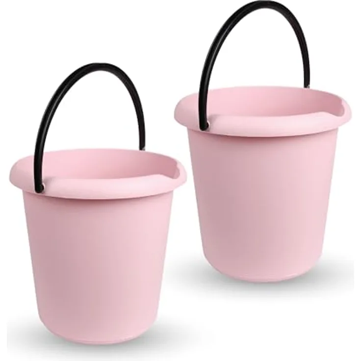 ProHome Putzeimer 5 Liter, 2-tlg. Kunststoff-Eimer in Rosa, Grün oder Anthrazit, BPA-frei, mit Mess-Skala, Made in EU