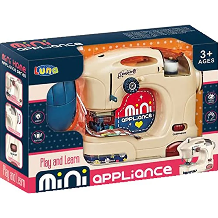 Diakakis Luna Nähmaschine Kinder Haushaltsgerät mit LED-Licht und Näh-Sound, inkl. Zubehör, creme/braun +3J – Bild 4
