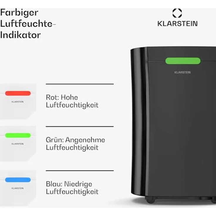 Klarstein AeroDry Smart 12l Luftentfeuchter - 12L/Tag, 2.5L Tank, 39dB, WiFi/App/Alexa Steuerung, LED Display, 24h Timer, Carbon Filter, Elektrisch, Schwarz – Bild 4