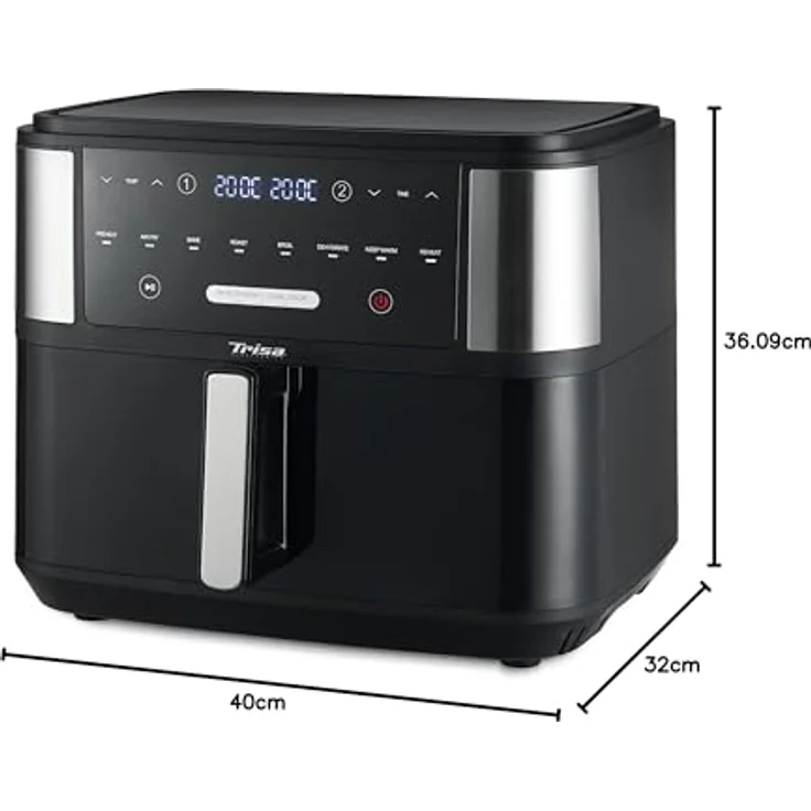 Trisa Fritteuse Trisa Crunchy Fry Pro Heißluft-Fritteuse 2400 W Schwarz, 2400 W - Zeitlich abgestimmtes Frittieren, 10 Liter Füllmenge, Touch Display, regulierbare Temperatur – Bild 11
