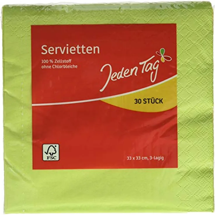Jeden Tag Servietten 33x33cm apfelgrün 3-lagig 30 Stück
