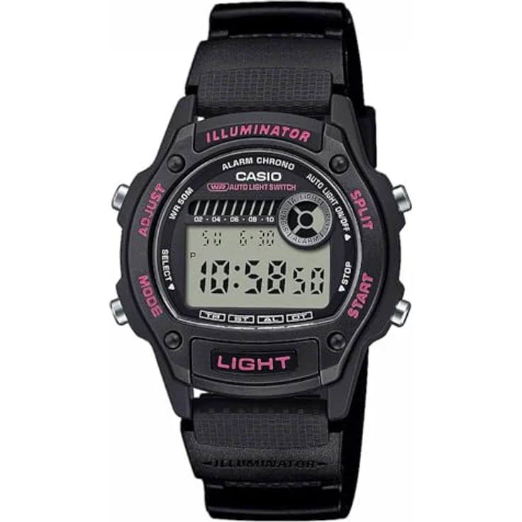 Casio W-220H-1A2VEF, Quarzuhr Alarm-Chrono für Damen und Jugendliche, digitales Zifferblatt, schwarz mit Kunststoffarmband – Bild 1