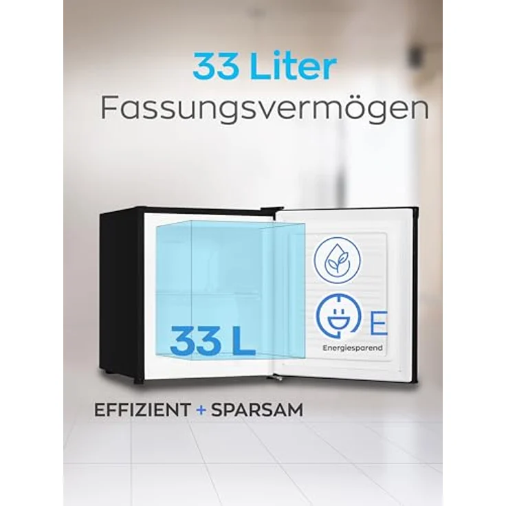 Heinrich´s Mini Gefrierschrank 33L -18°C klein kompakt leise:40db Gefrierbox; wechselbarer Türanschlag; mini Tiefkühltruhe Tiefkühlschrank,perfekt für Büro Camping Outdoor (schwarz) – Bild 2