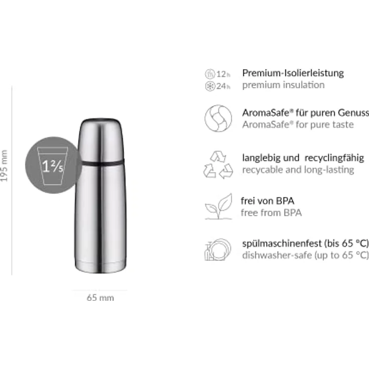 alfi isoTherm Perfect Isolierflasche, Edelstahl mattiert, 0,35 Liter – Bild 7