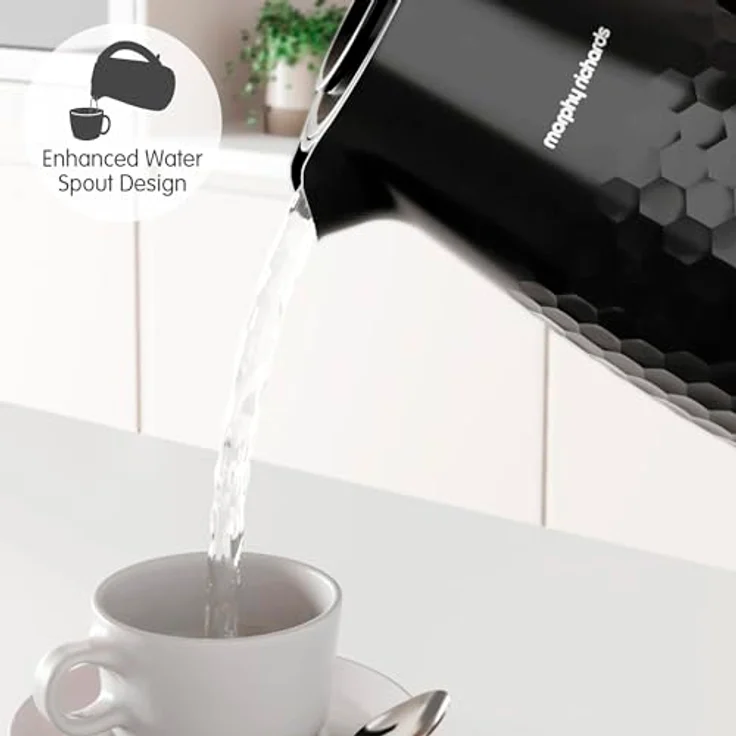 Morphy Richards Hive Wasserkocher 1,5 l, Easy Fill Technologie, 3 kW für schnelles Kochen, 360-Grad-Basis, Kalkfilter, schwarzes Design, 108271 – Bild 4