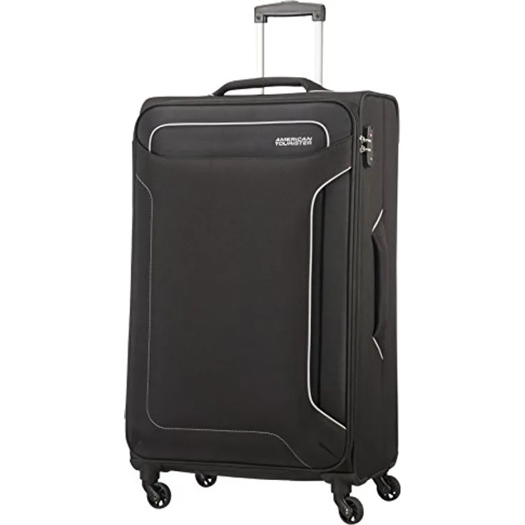 American Tourister Holiday Heat Spinner 79.5 cm, 3.8 KG, 108 L, Schwarz - Leichter Koffer mit gut organisierter Innenaufteilung und integriertem TSA-Zahlenschloss
