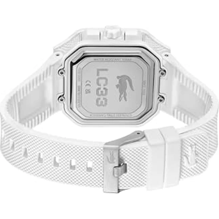 Lacoste LC33 Square, Armbanduhr mit DREI-Zeiger-Quarzwerk, weißes Gehäuse und Silikonarmband, 10 ATM wasserfest – Bild 4