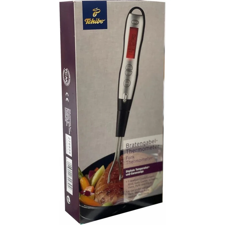 Tchibo Bratenthermometer 279939, Digitale Garanzeige mit 7 Bratgut-Einstellungen und Timerfunktion